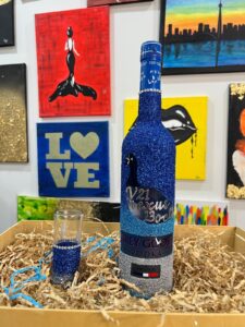Hand Painted Wine bottle